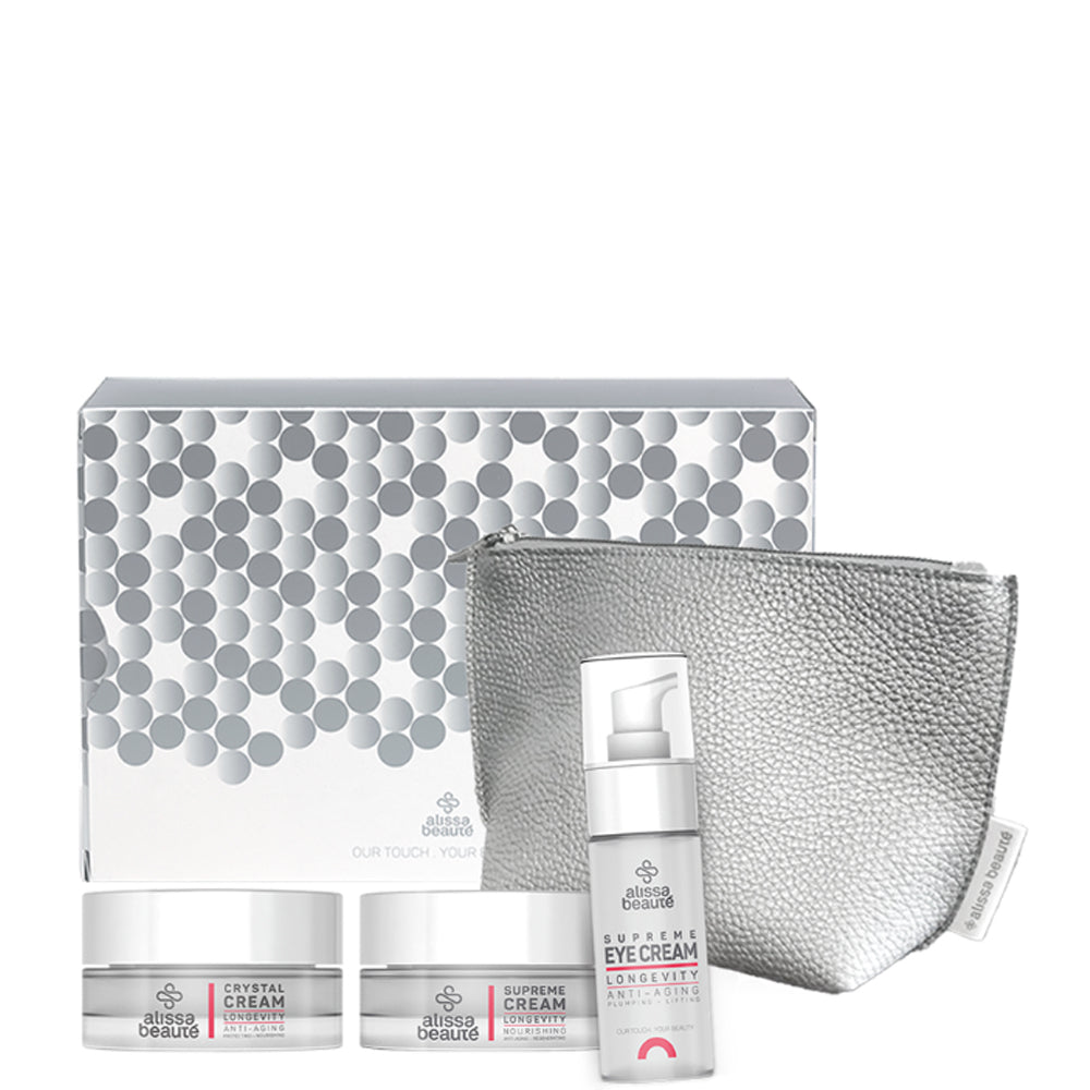 Подарочный набор для уменьшения выраженности и профилактики возрастных изменений с косметичкой - Alissa Beaute Longevity