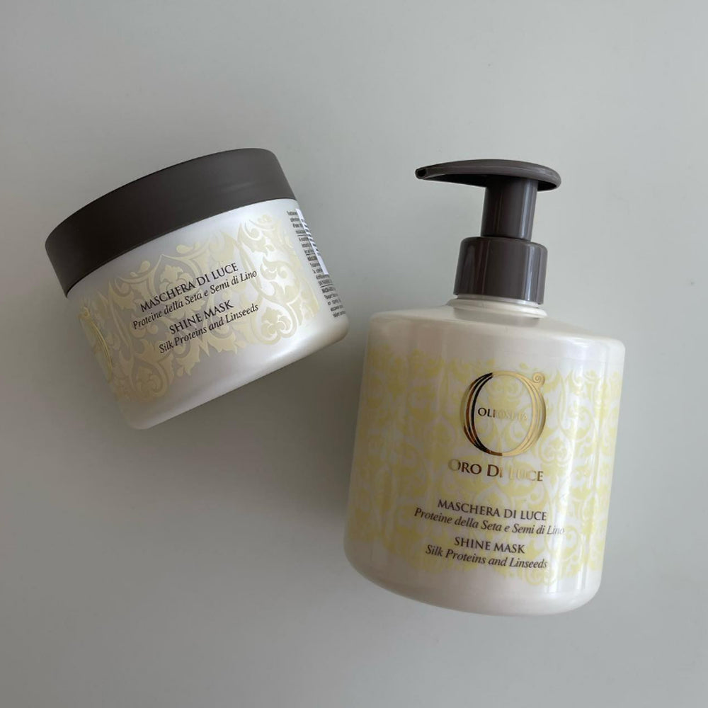Barex Italiana Olioseta Oro Di Luce Shine Mask — Маска-блиск з протеїнами шовку та екстрактом насіння льону