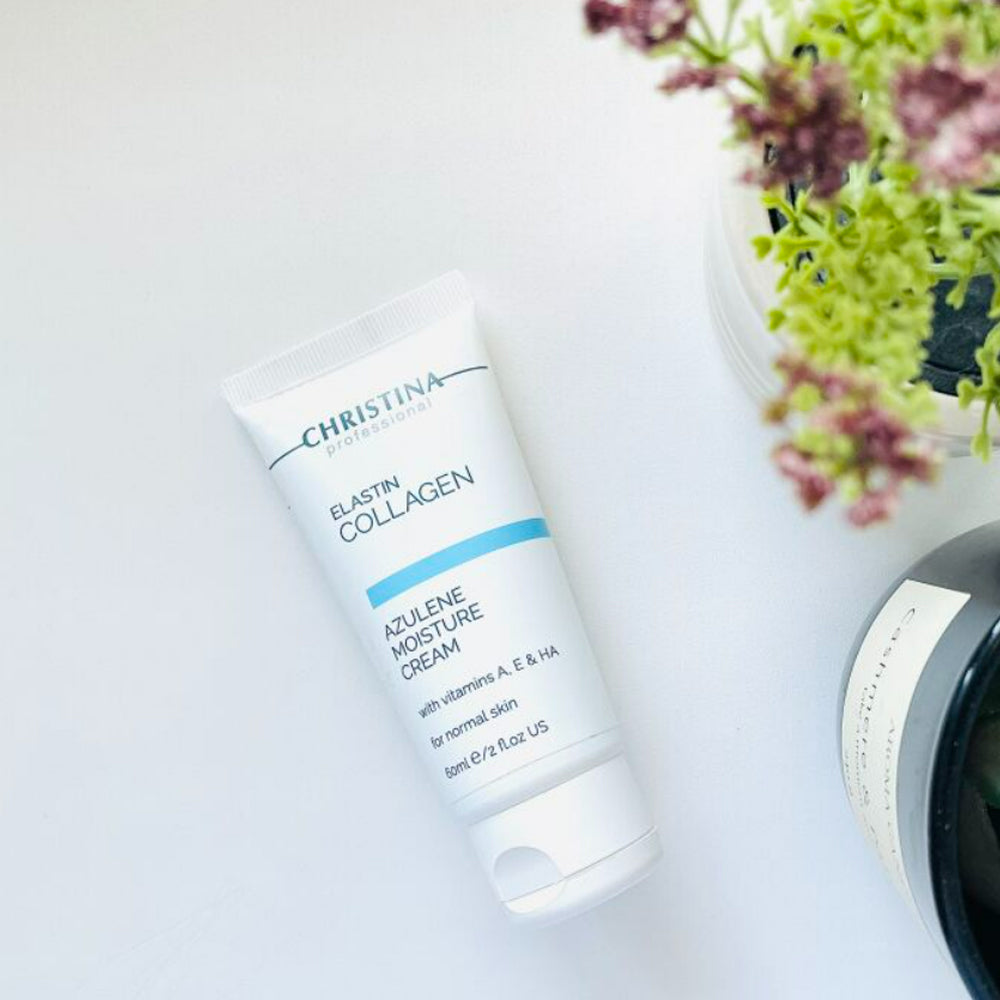 Christina Elastin Collagen Azulene Moisture Cream with Vit. A, E & HA - Увлажняющий азуленовый крем с коллагеном и эластином для нормальной кожи