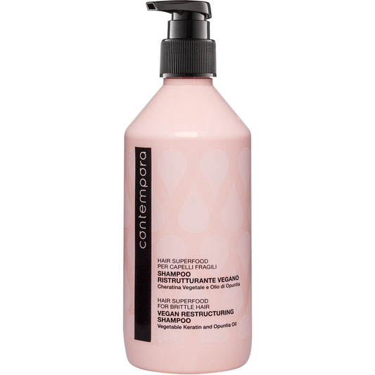 Шампунь реструктурувальний з рослинним кератином та олією опунції - Contempora Hair Superfood Vegan Restructuring Shampoo