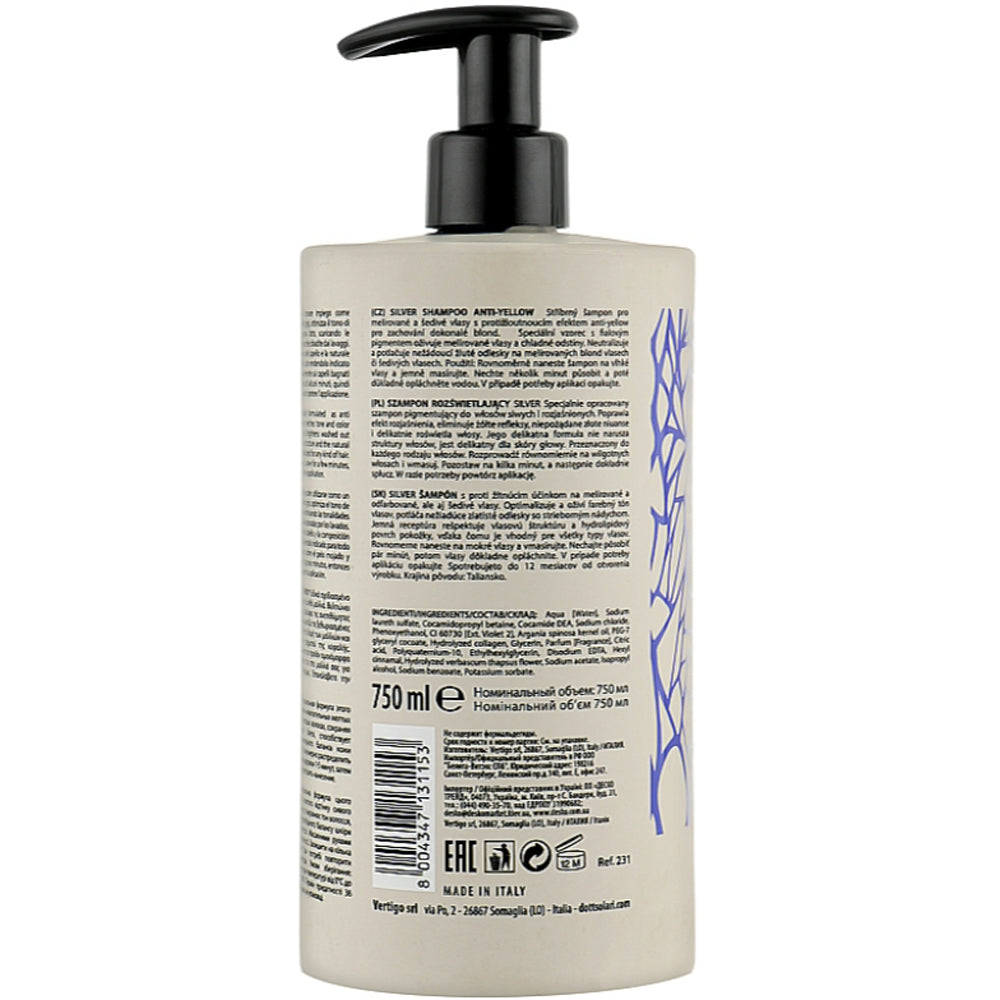 Тонуючий шампунь антижовтий - Dott. Solari The Silver Shampoo