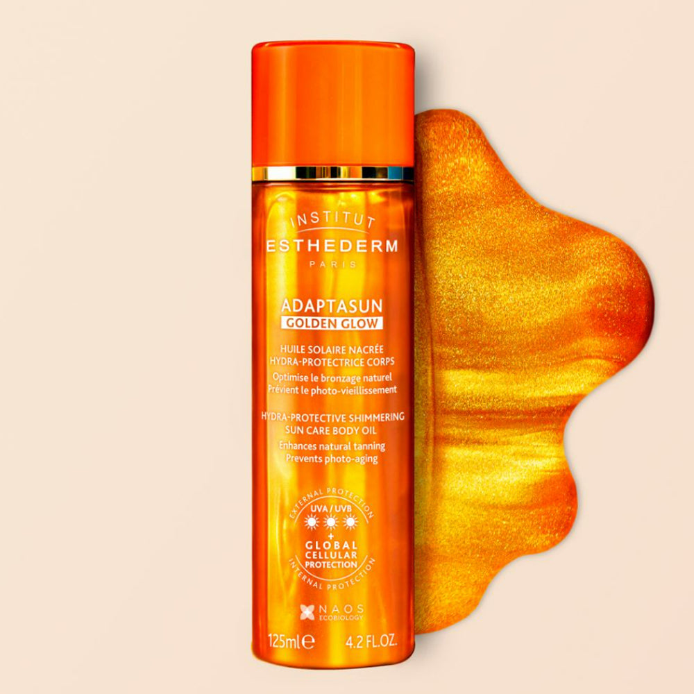 Защитное масло с шимером - Institut Esthederm Adaptasun Golden Glow Shimmering Sun Care Body Oil