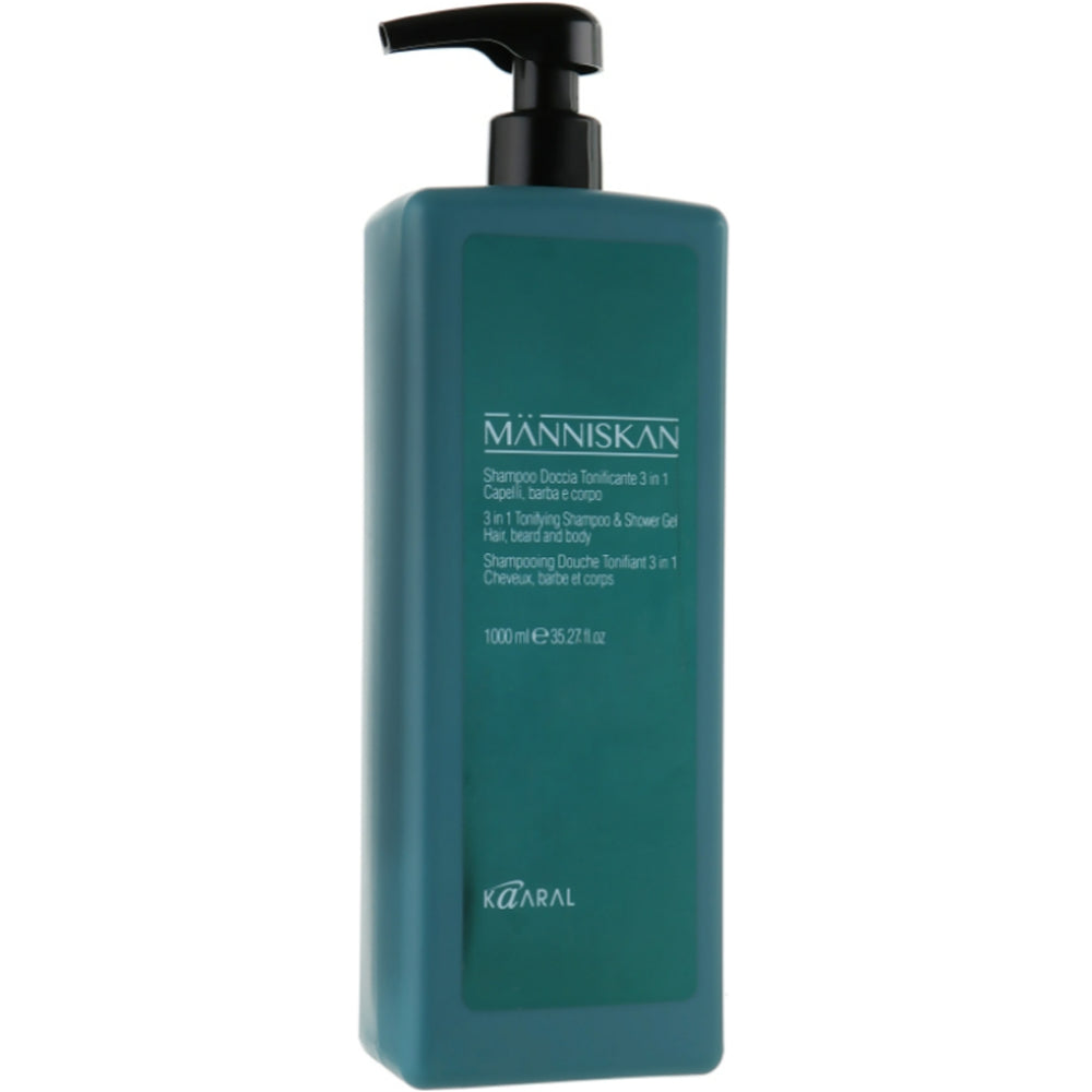 Kaaral Manniskan Tonifying Shampoo 3 in 1 - Тонизирующий шампунь для волос, бороды и гель для душа