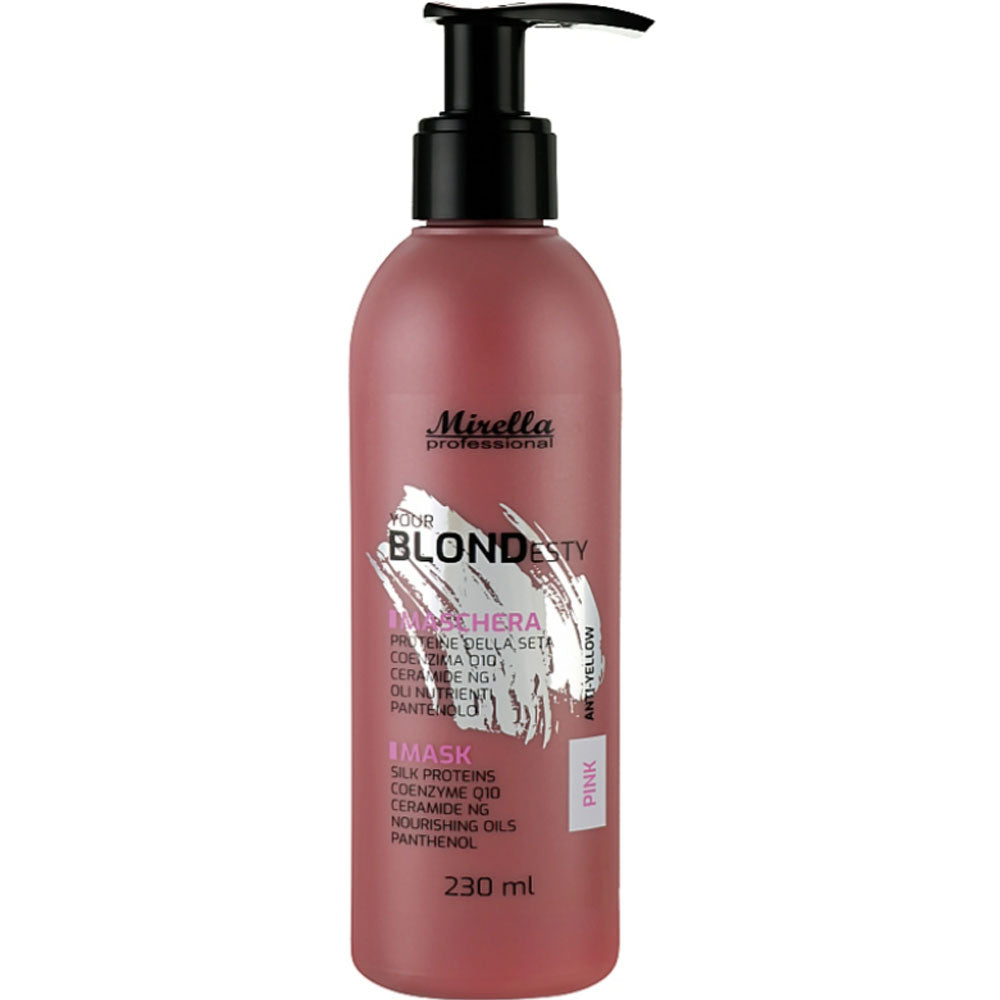Маска для волос с керамидами Q10, розовый оттенок - Mirella Professional Your Blondesty Pink Mask