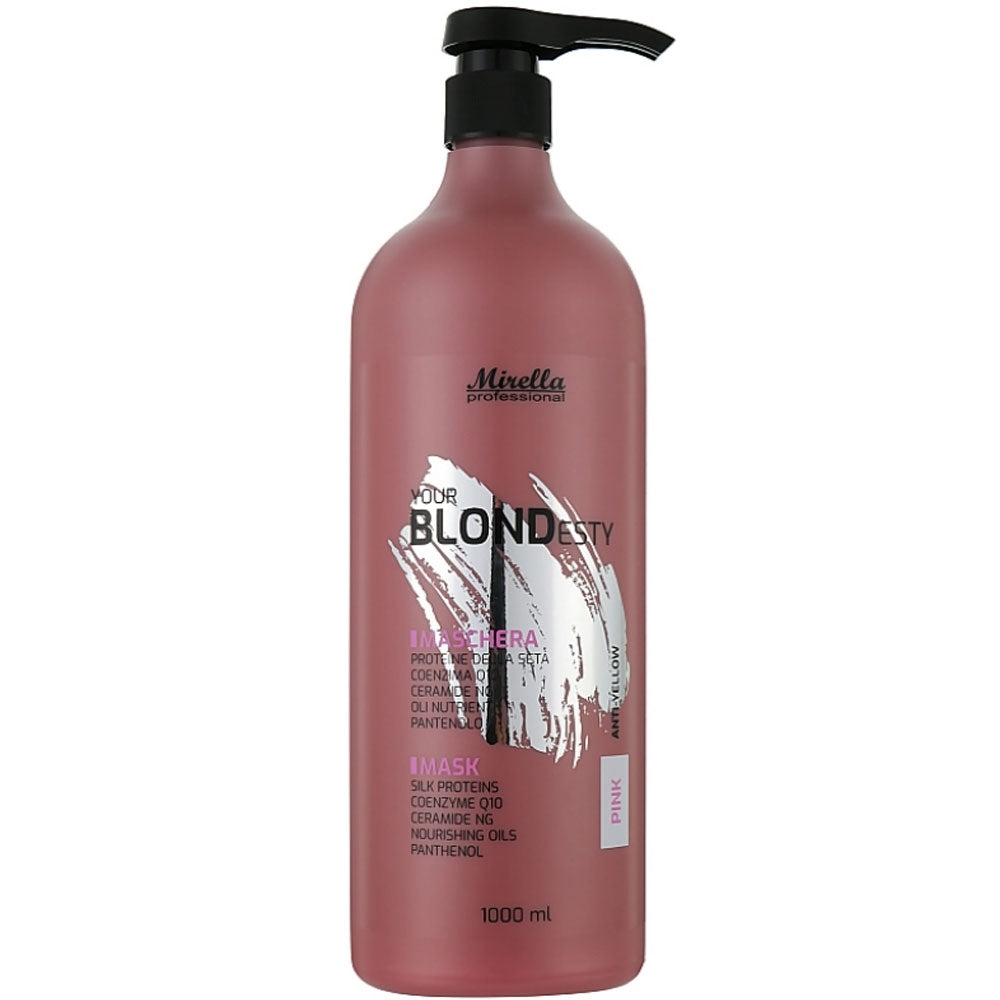 Маска для волос с керамидами Q10, розовый оттенок - Mirella Professional Your Blondesty Pink Mask