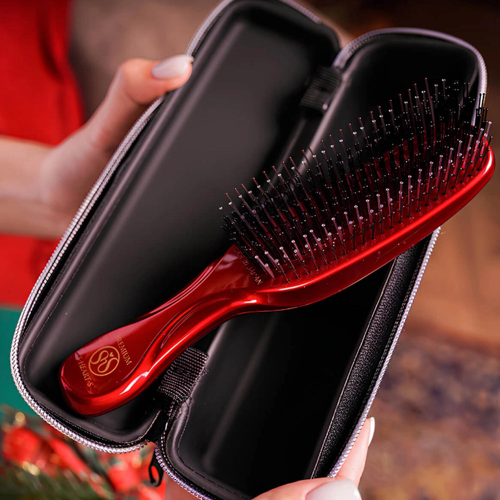 Гребінець для волосся (подарункова коробка) - S-Heart-S Scalp Brush Premium Red Long (Gift Box) 5