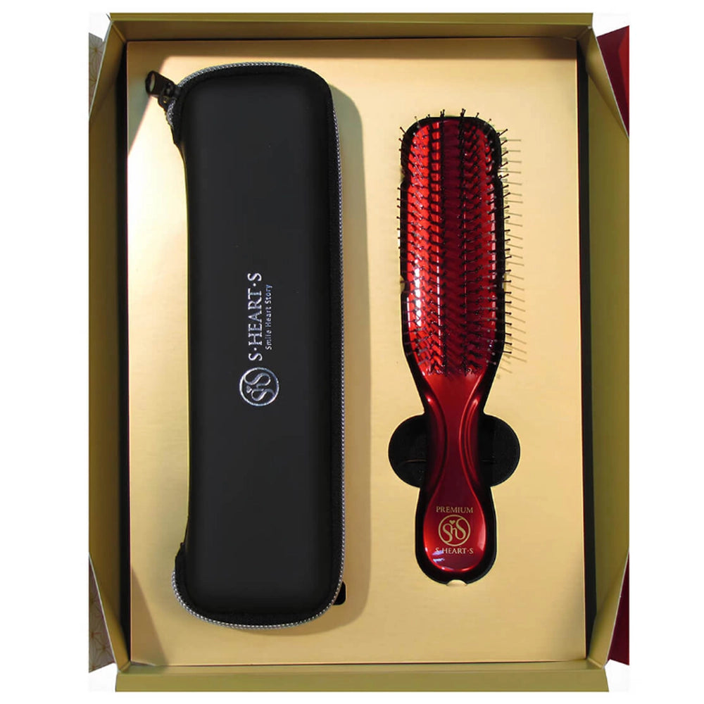 Гребінець для волосся (подарункова коробка) - S-Heart-S Scalp Brush Premium Red Long (Gift Box) 3