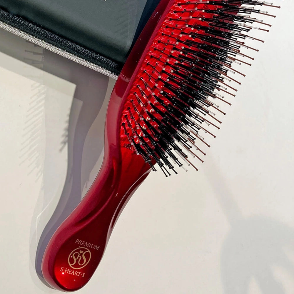 Гребінець для волосся (подарункова коробка) - S-Heart-S Scalp Brush Premium Red Long (Gift Box) 2
