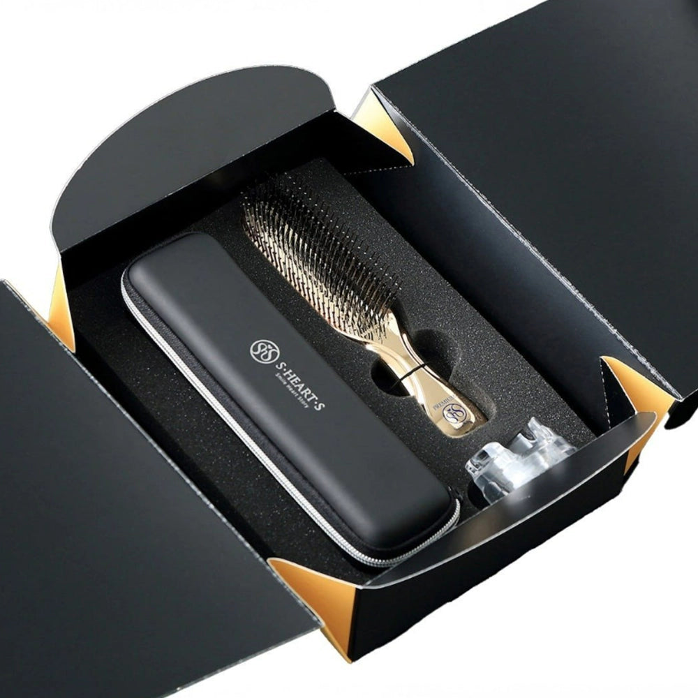 Гребінець для волосся (подарункова коробка) - S-Heart-S Scalp Brush Premium Champagne Gold Long (Gift Box) 5