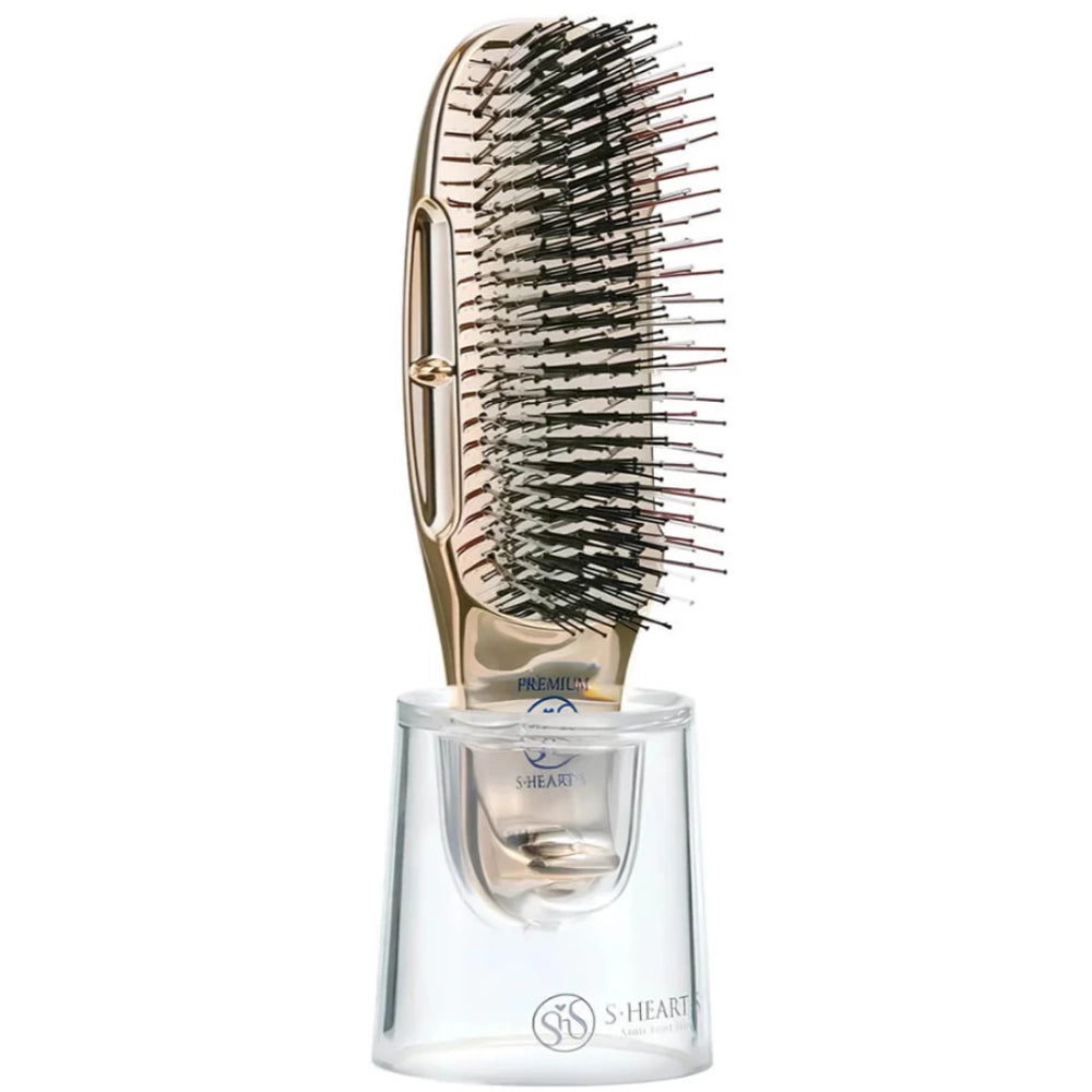 Гребінець для волосся (подарункова коробка) - S-Heart-S Scalp Brush Premium Champagne Gold Short (Gift Box) 3