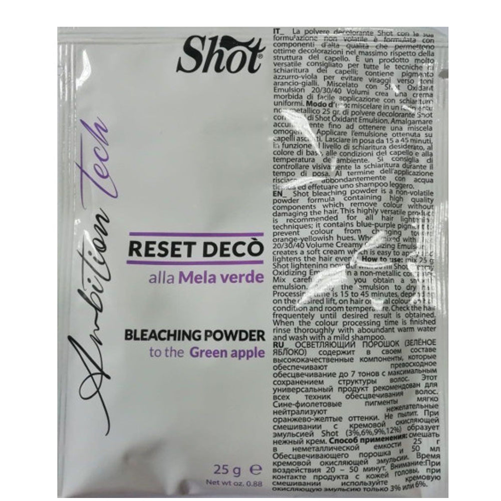 Shot Ambition Tech Reset Deco Bleaching Powder - Освітлююча пудра для волосся Зелене яблуко
