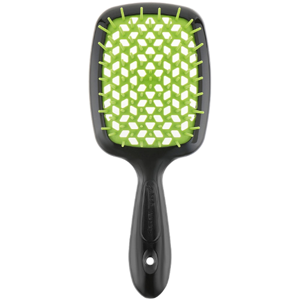 Расческа для волос черная с зелеными - Janeke Superbrush The Original Italian Black&Green