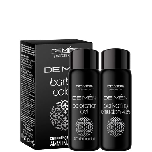 Система для камуфляжу сивини волосся і бороди у чоловіків - DeMira Professional DeMen Barber Color 60ml+60ml