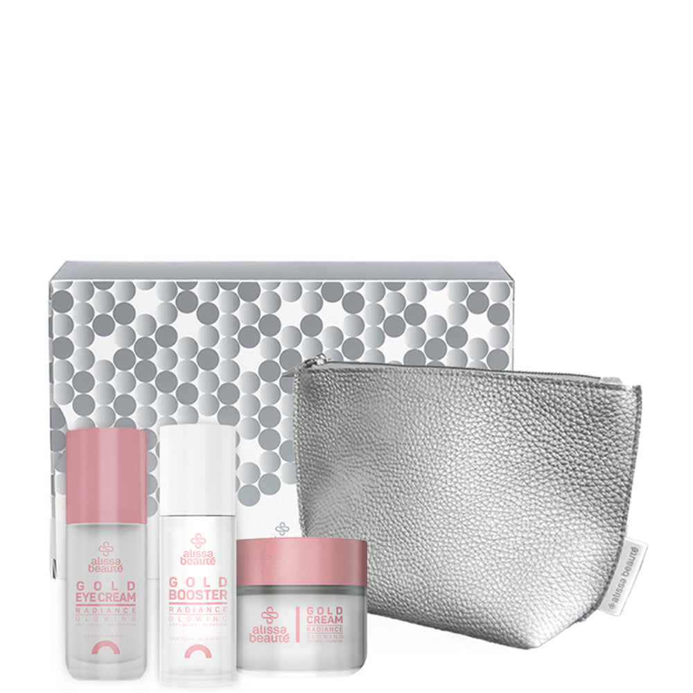 Подарочный набор с 24 каратным золотом для кожи с косметичкой - Alissa Beaute Radiance