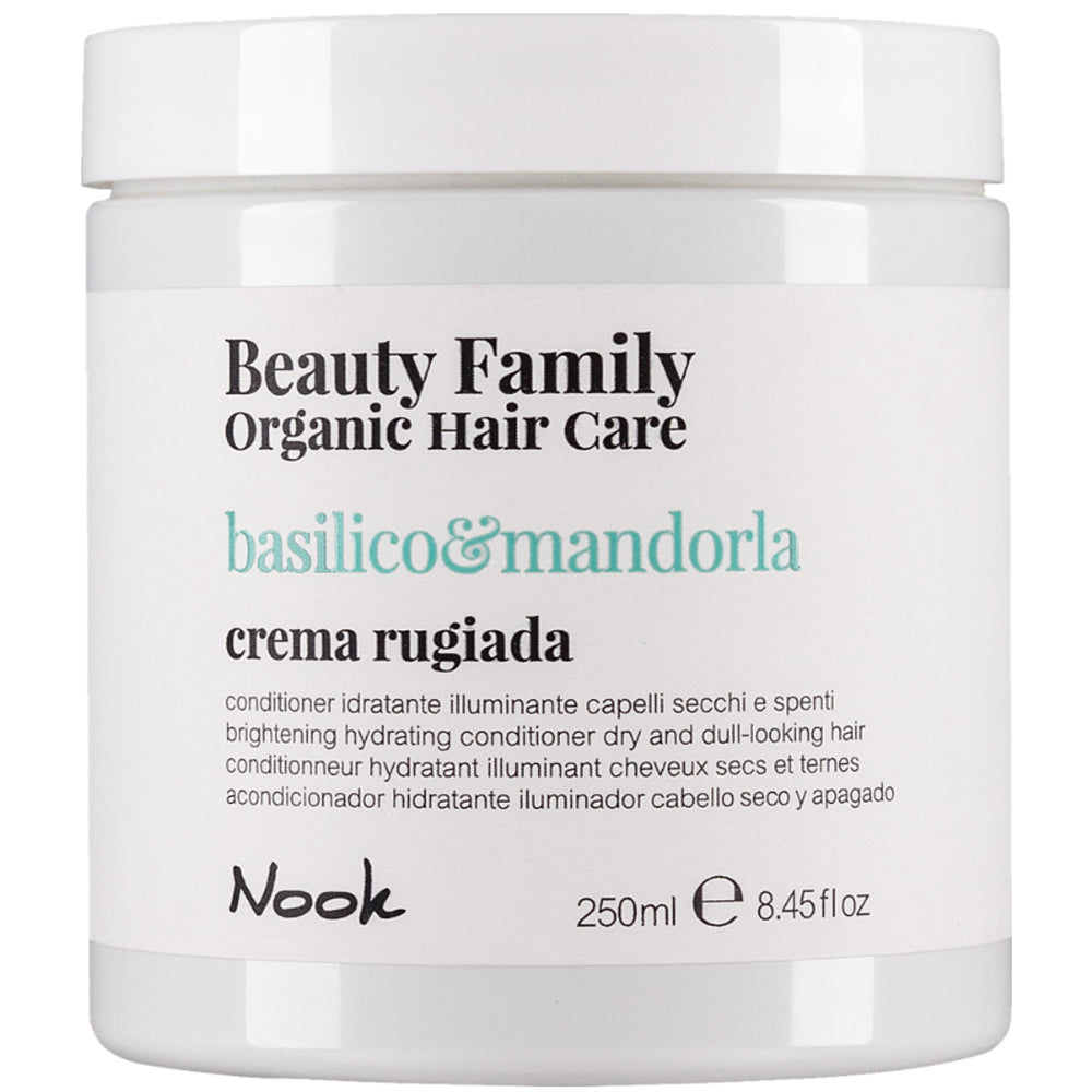 Кондиціонер «Яскравість Зволоження та Блиск» для сухого волосся - Nook Beauty Family Organic Basilico &amp; Mandorla Crema Rugiada