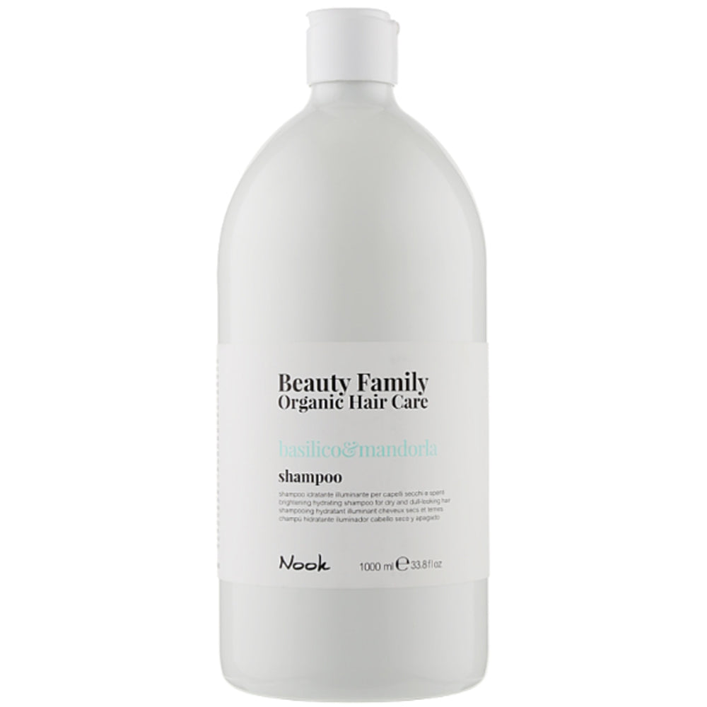 Nook Beauty Family Organic Basilico &amp; Mandorla Shampoo - Шампунь Яскравість, Зволоження та Блиск для сухого та тьмяного волосся.