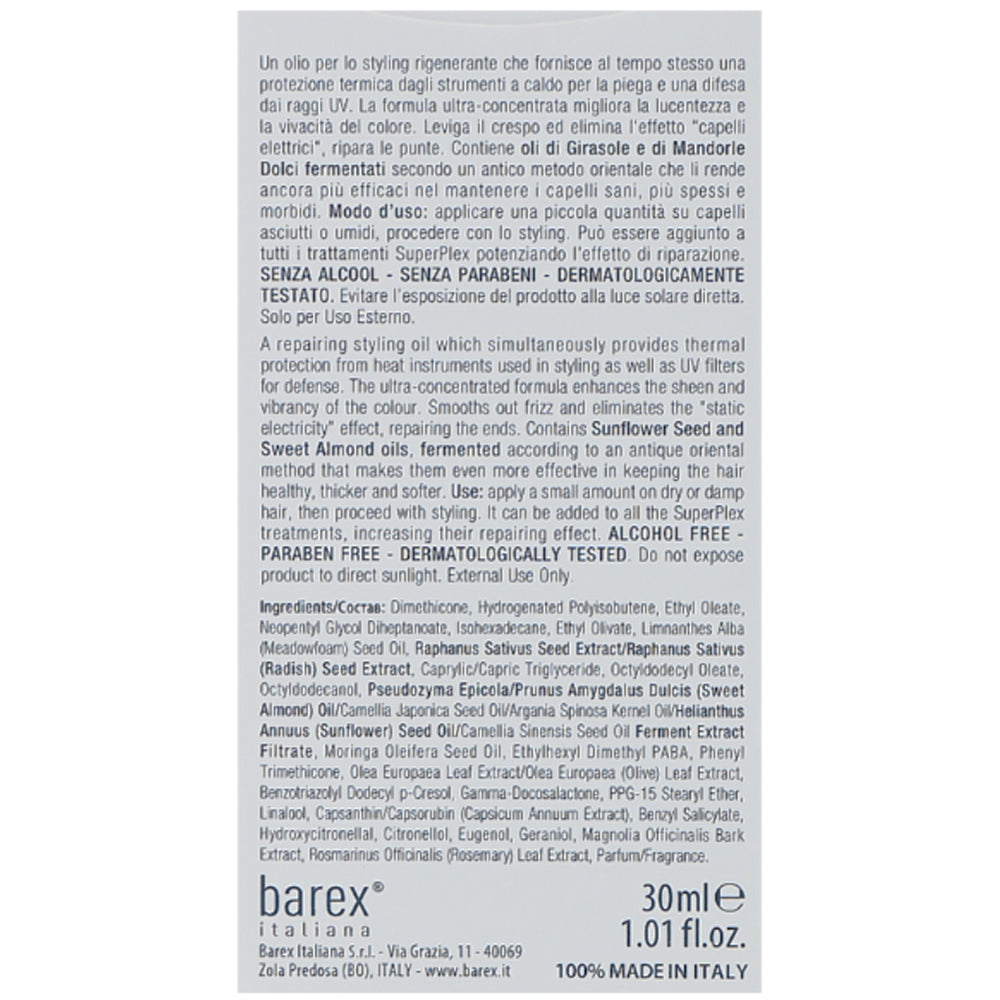 Barex Italiana Superplex Blonde Booster - Відновлююча олія-блиск для волосся