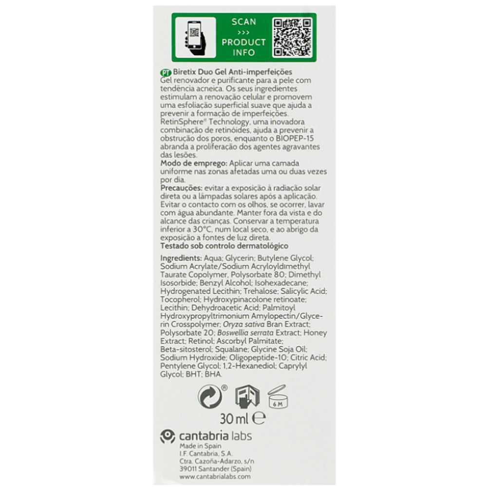 Cantabria Labs Biretix Duo Anti-Blemish Gel - Себорегулирующий гель для кожи с акне