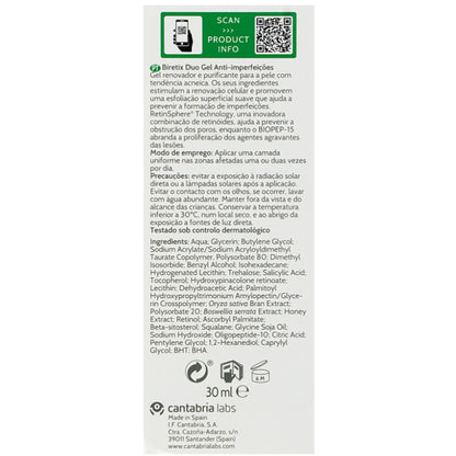 Cantabria Labs Biretix Duo Anti-Blemish Gel - Себорегулирующий гель для кожи с акне