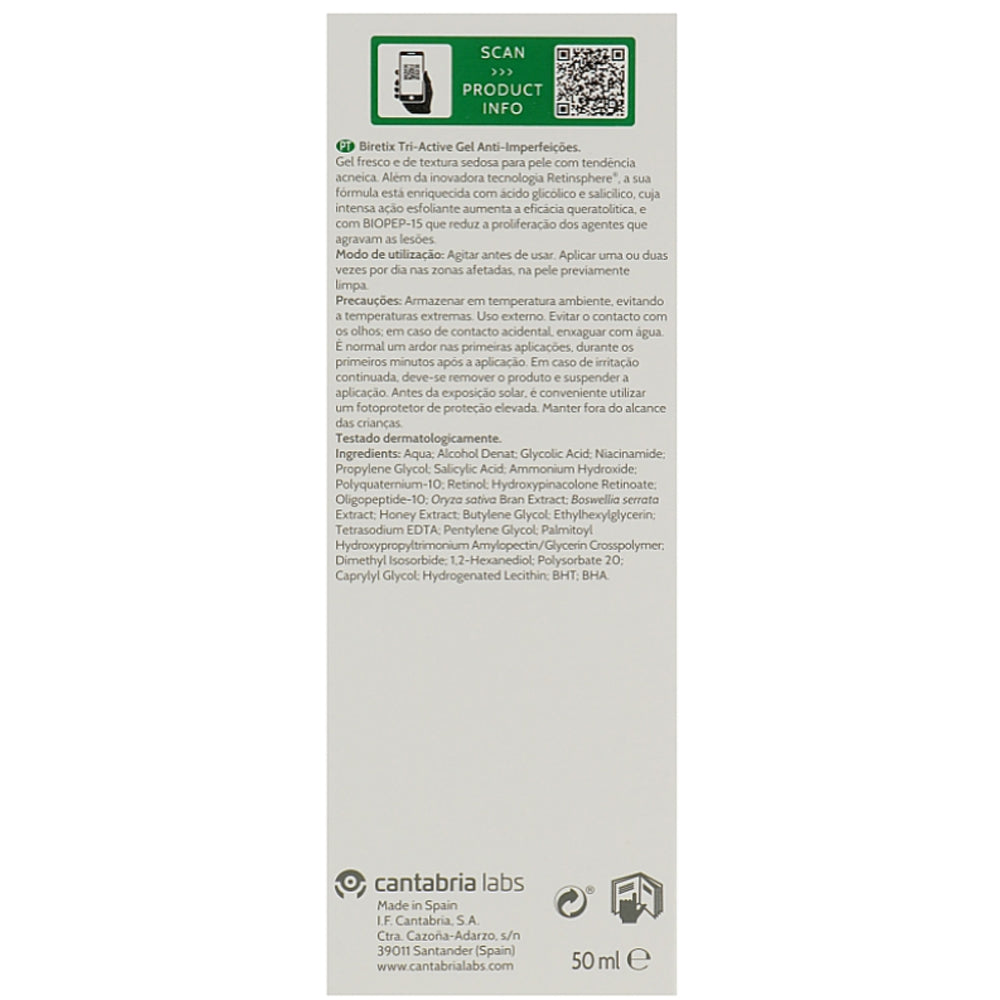 Cantabria Labs Biretix Tri-Active Anti-Blemish Gel - Гель три-актив для кожи с акне