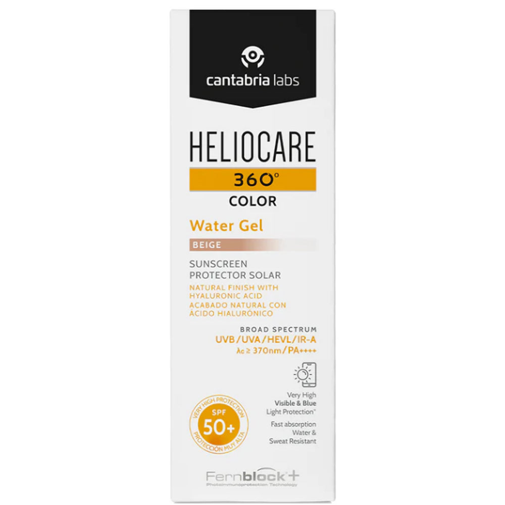 Солнцезащитный увлажняющий водный гель Cantabria Labs Heliocare 360 ​​Water Gel Color SPF 50+ Beige