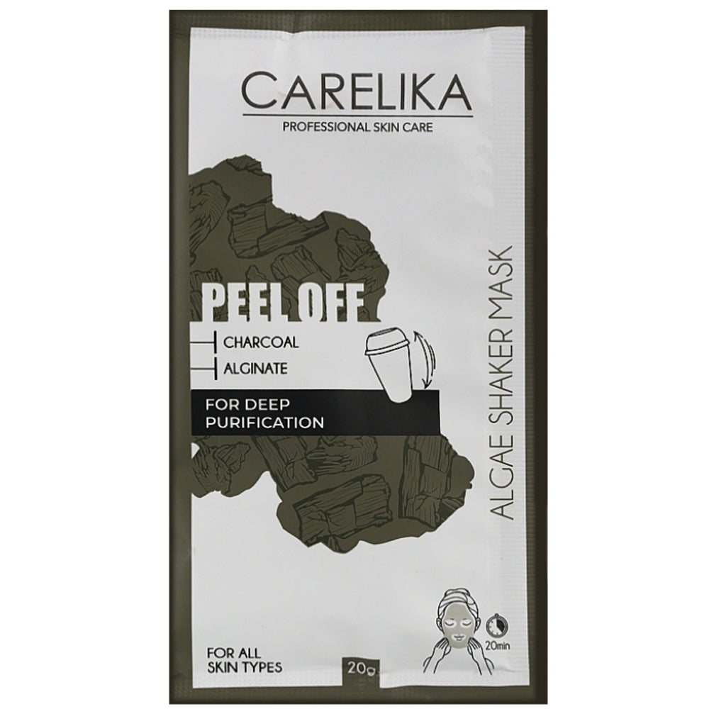Маска-шейкер для обличчя альгінатна з вугіллям - Carelika Peel Off Mask
