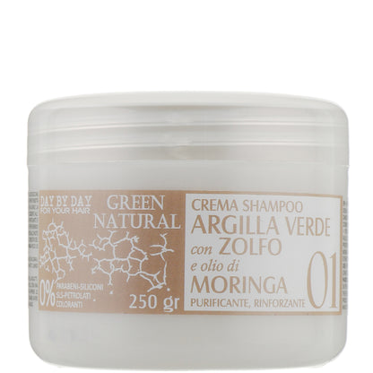 Alan Jey Green Natural Cream-Shampoo - Крем-шампунь із зеленою глиною, біосіркою та олією морінги