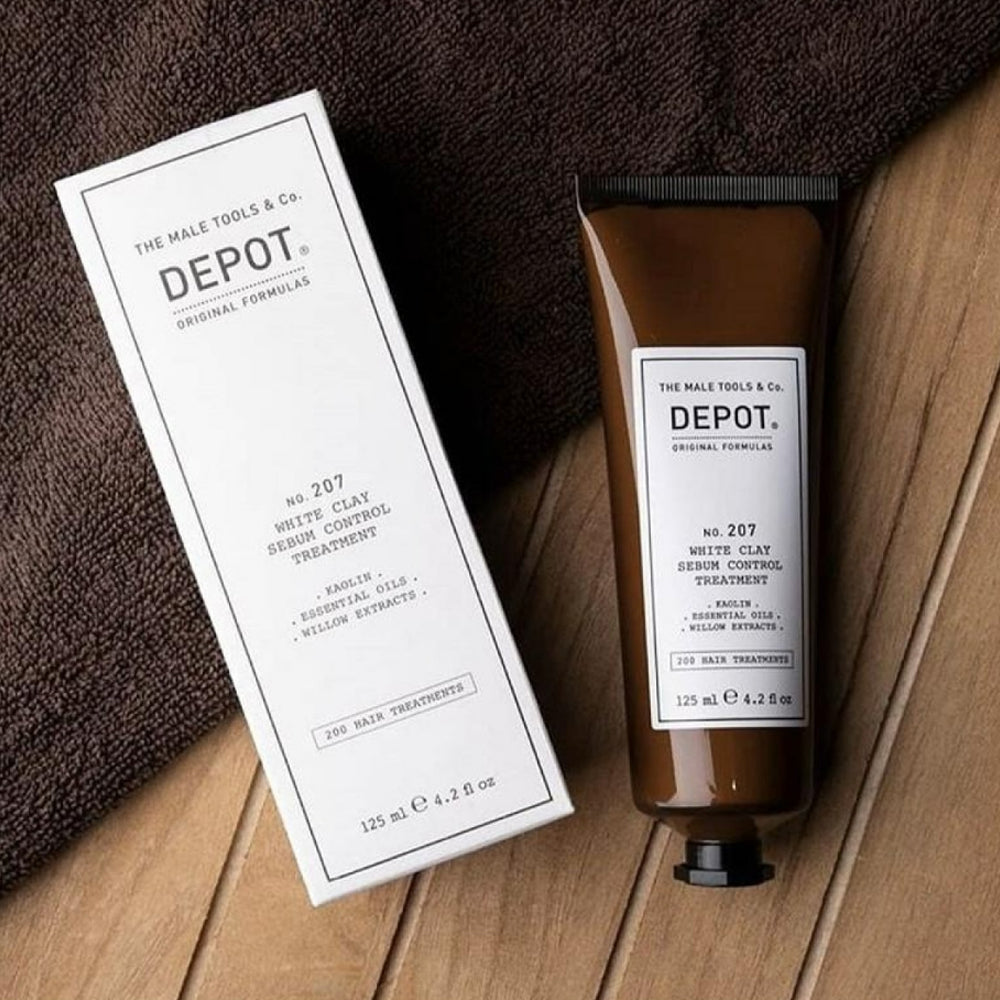 Белая глина для ухода за жирной кожей головы и волос - Depot No. 207 White Clay Sebum Control Treatment