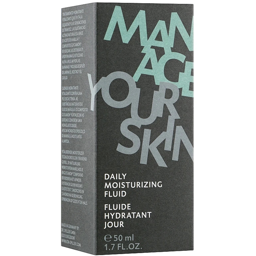 Легкий зволожуючий крем для чоловіків - Dr. Spiller Daily Moisturizing Fluid упаковка