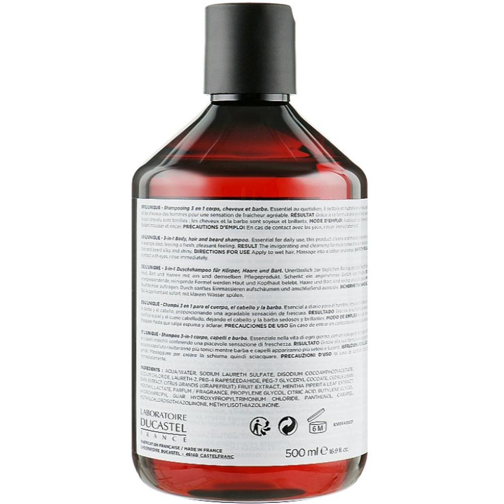 Шампунь для тіла, волосся і бороди - Ducastel Subtil XY Unique 3 in 1 Shampoo
