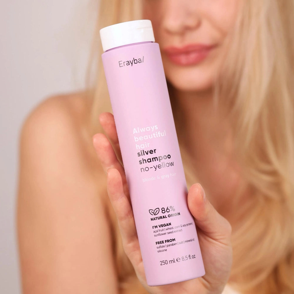 Шампунь антижовтий для сивого та освітленого волосся - Erayba Always Beautiful Hair 5