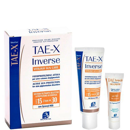 Biogena Tae-X Inverse Vitiligo Sun Care - Сонцезахисний комплект 2-х препаратів для депігментованих ділянок шкіри.