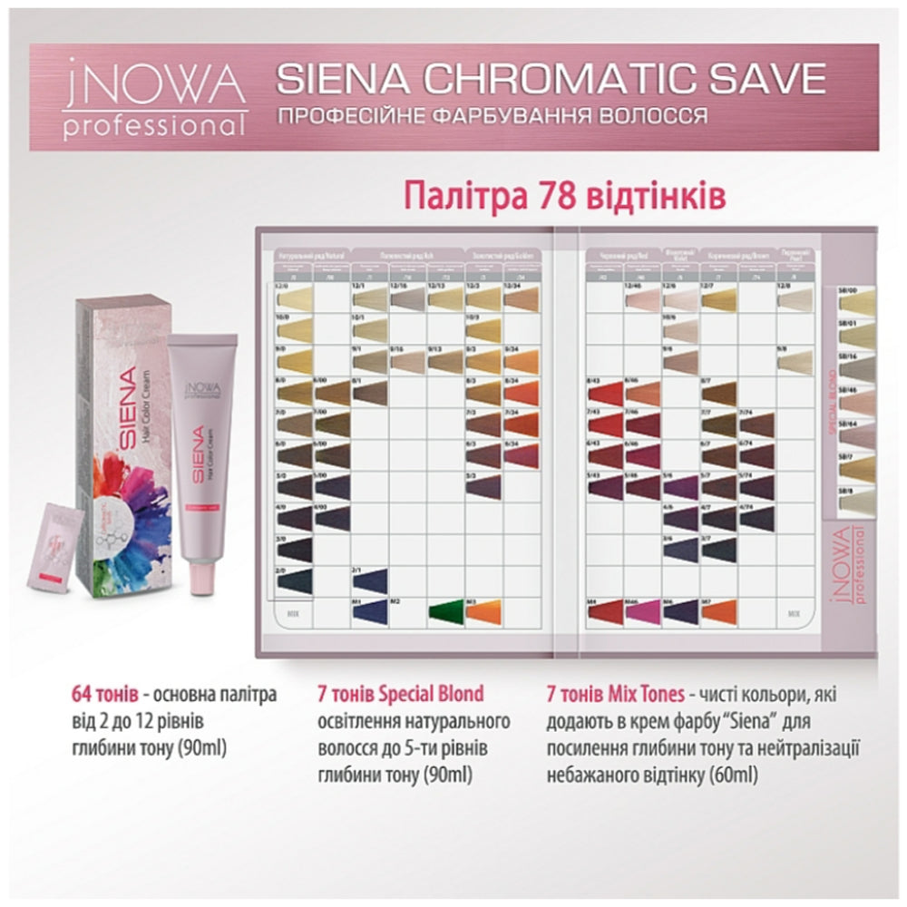 Стійка професійна крем-фарба для волосся 90 мл - Jnowa Professional Siena Chromatic Save