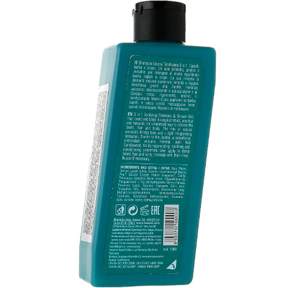 Kaaral Manniskan Tonifying Shampoo 3 in 1 - Тонизирующий шампунь для волос, бороды и гель для душа