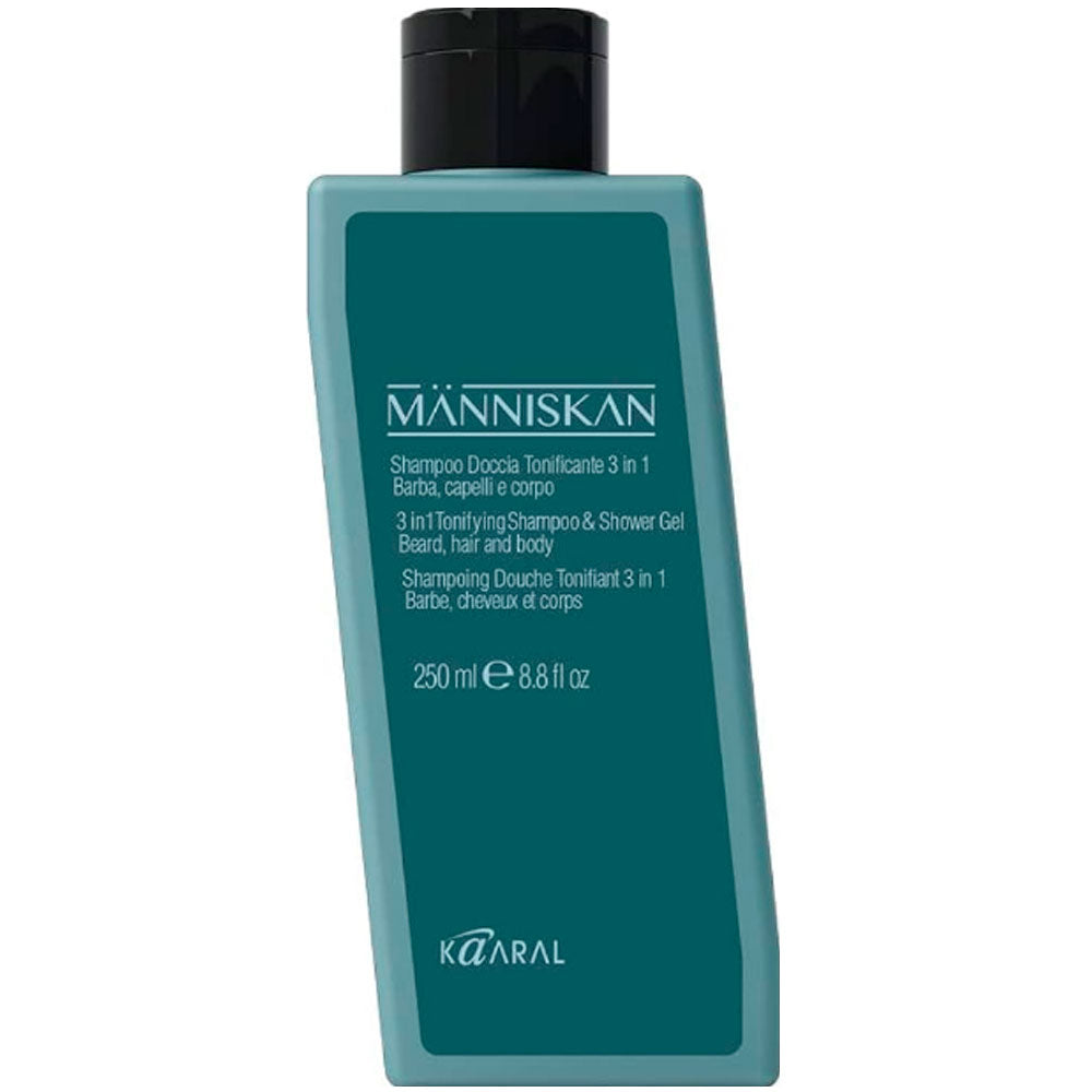 Kaaral Manniskan Tonifying Shampoo 3 in 1 - Тонизирующий шампунь для волос, бороды и гель для душа