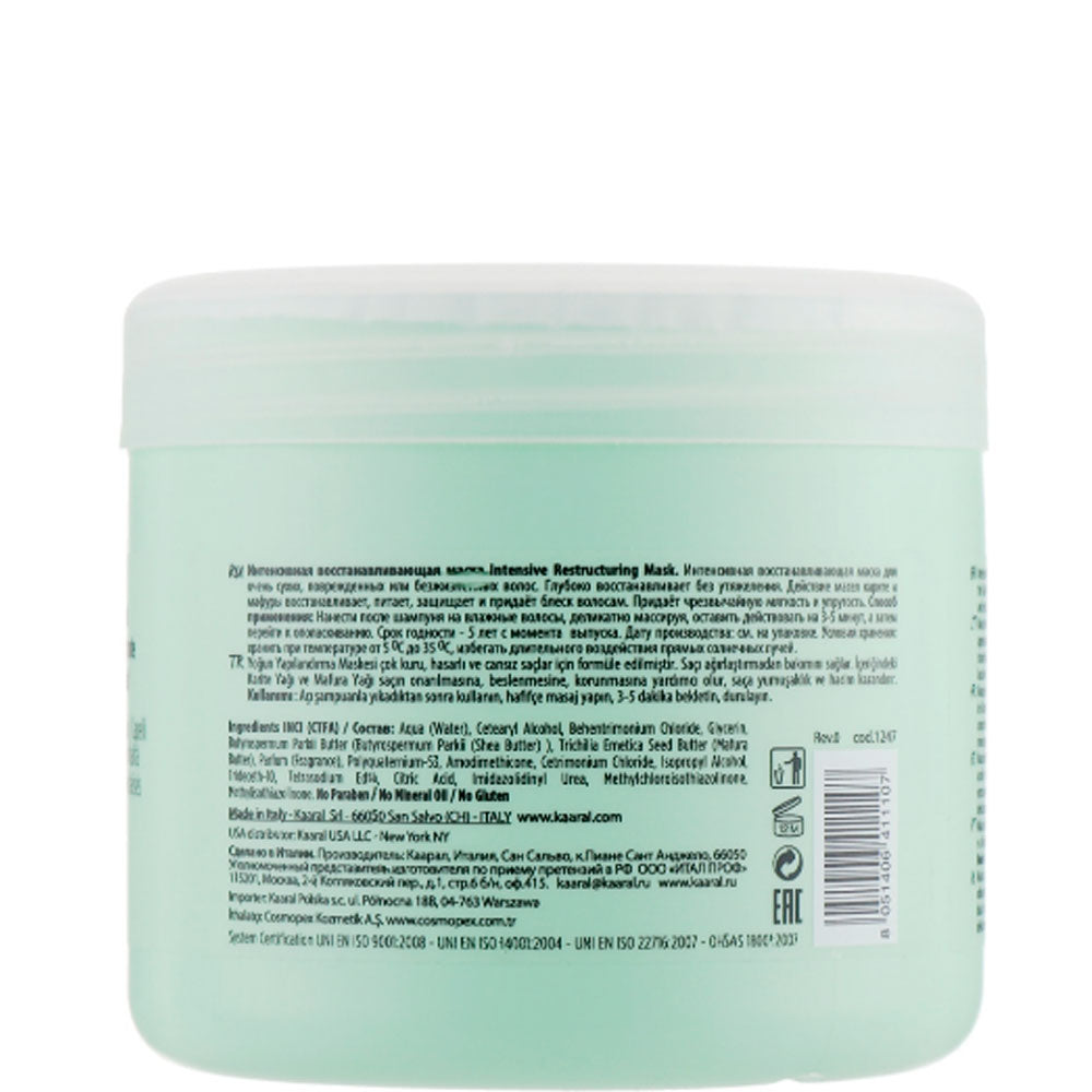 Kaaral Purify Restructure Ultra Mask - Маска интенсивно восстанавливающая для волос
