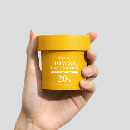 Бульбашкова маска для зняття подразнення та заспокоєння шкіри - P.Calm Turmeric Bubble Deep Mask 2