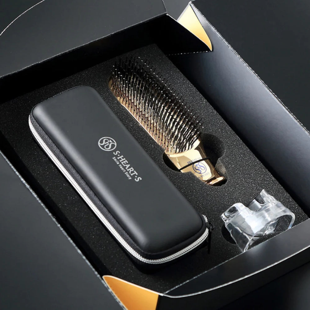 Гребінець для волосся (подарункова коробка) - S-Heart-S Scalp Brush Premium Champagne Gold Short (Gift Box) 5