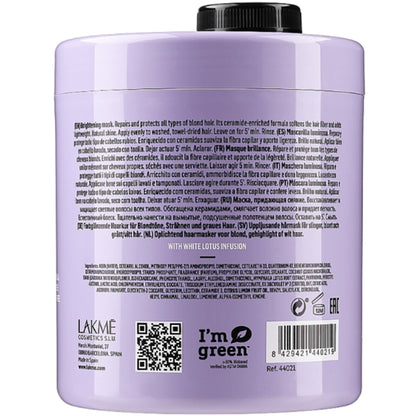 Тонуюча маска для нейтралізації жовтизни - Lakme Teknia White Silver Mask