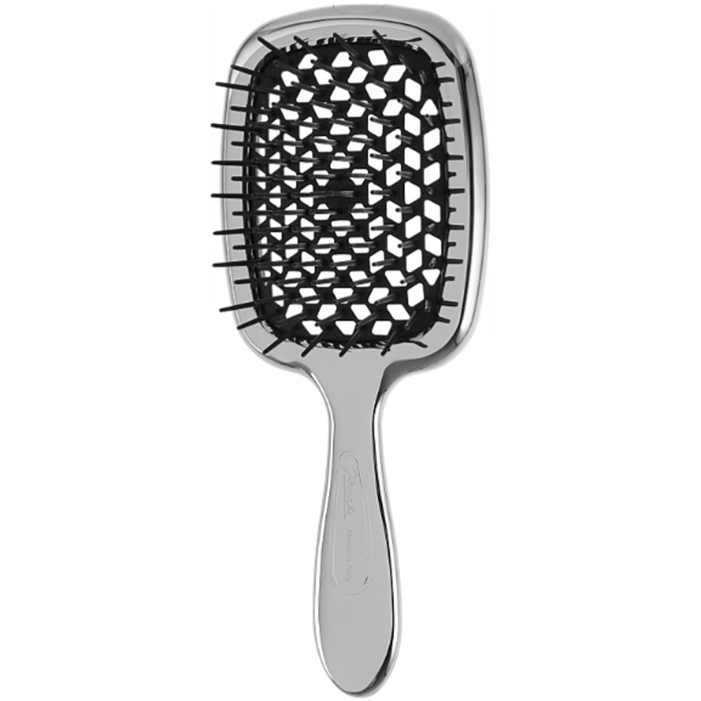 Расческа для волос серебряная с черным - Janeke Superbrush Limited Silver&amp;Black