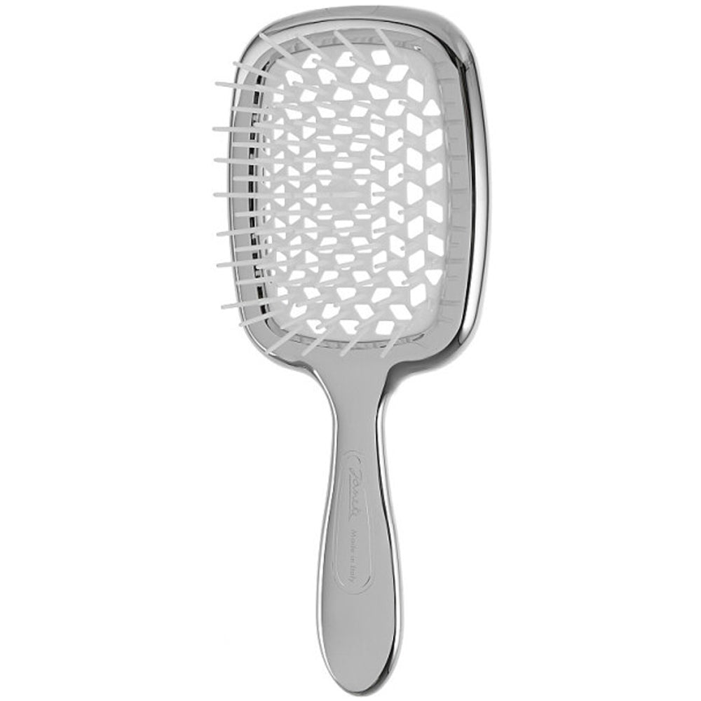 Расческа для волос серебряная с белыми - Janeke Superbrush Limited Silver&amp;White
