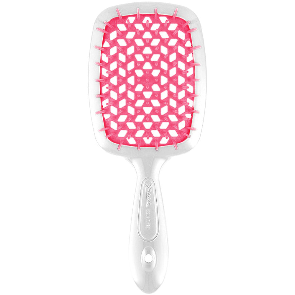 Расческа для волос белая с розовыми - Janeke Superbrush Small White&Pink