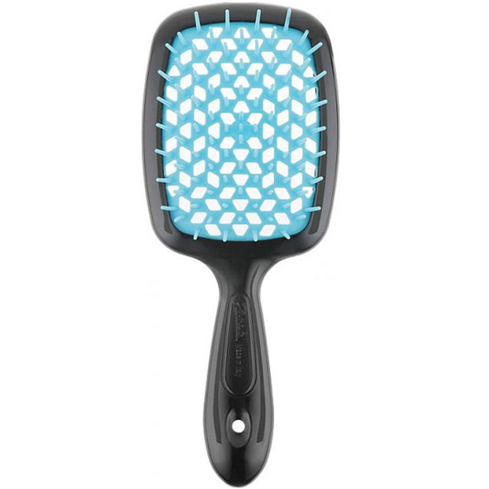 Гребінець для волосся чорний з блакитним - Janeke Superbrush The Original Italian Black&amp;Blue