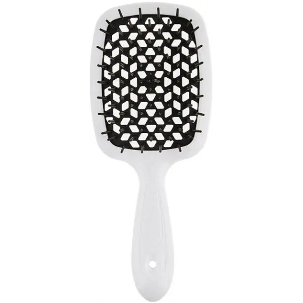 Гребінець для волосся білий з чорним - Janeke Superbrush The Original Italian White&amp;Black