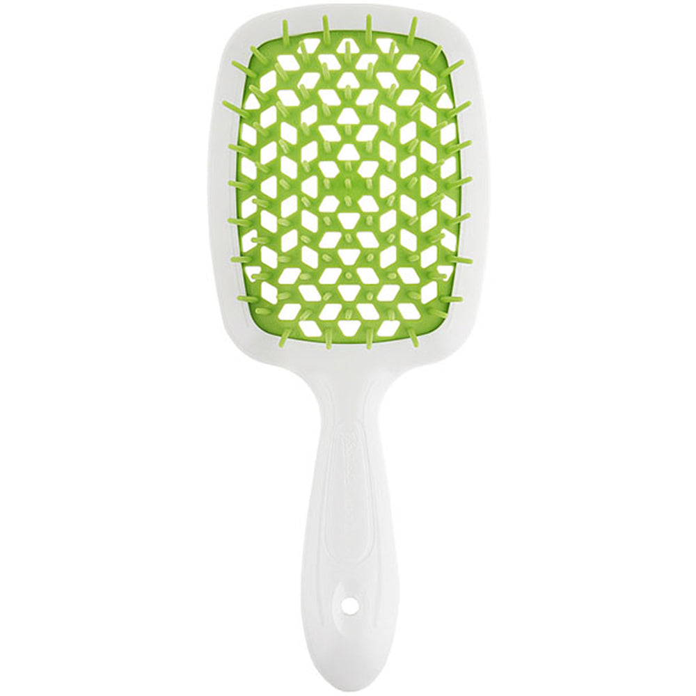 Расческа для волос белая с зелеными - Janeke Superbrush The Original Italian White&amp;Green