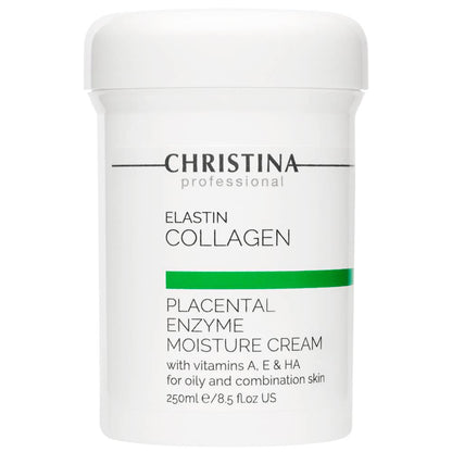 Christina Elastin Collagen Placental Enzyme Moisture Cream with Vit. A, E &amp; HA - Увлажняющий крем с растительными энзимами, коллагеном и эластином для жирной и комбинированной кожи