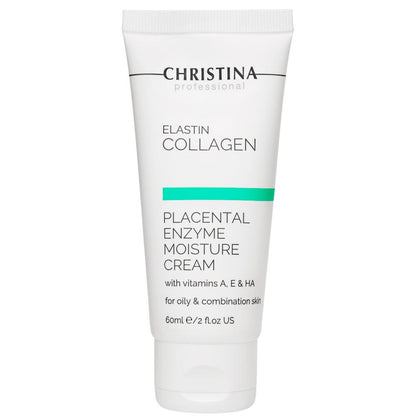 Christina Elastin Collagen Placental Enzyme Moisture Cream with Vit. A, E &amp; HA - Увлажняющий крем с растительными энзимами, коллагеном и эластином для жирной и комбинированной кожи